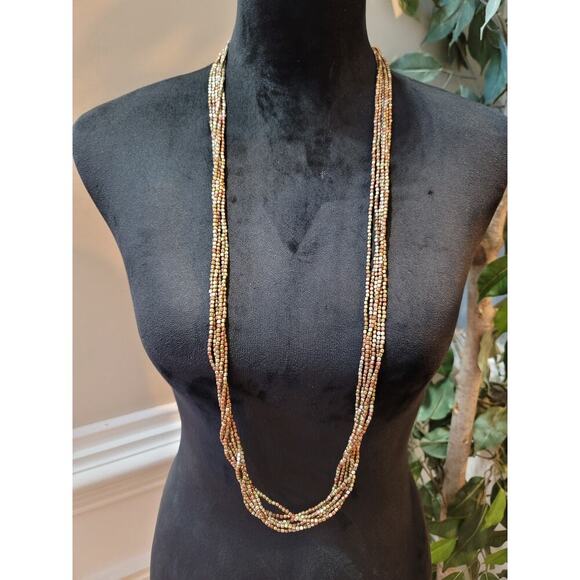 Women's Multicolor Beaded Layered Necklace With Lobster Clasp Lightweight - Picture 1 of 7